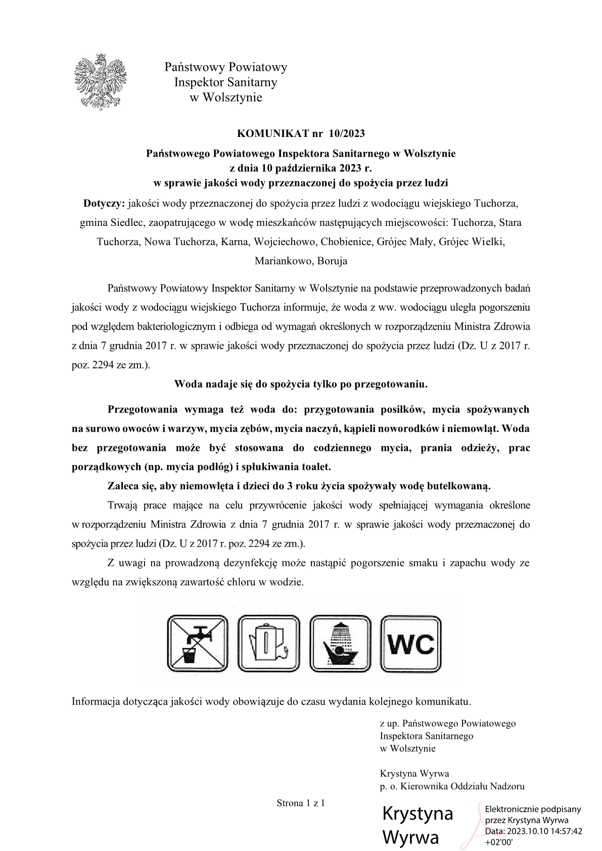 Komunikat Państwowego Powiatowego Inspektora Sanitarnego w Wolsztynie